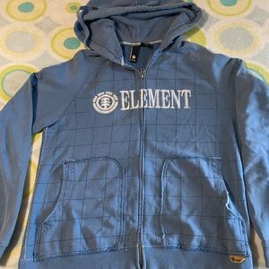 Element Old School Small Zip Up Hoodie Blue Chex